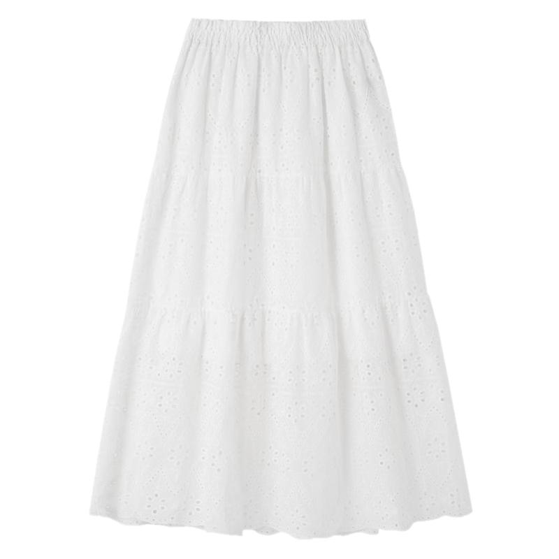 TonLion Women s Summer Hollow Embroidered Long Skirt F