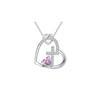 Love Cross Pendant Heart-Shaped Birthstone Necklace Popular Love Cross