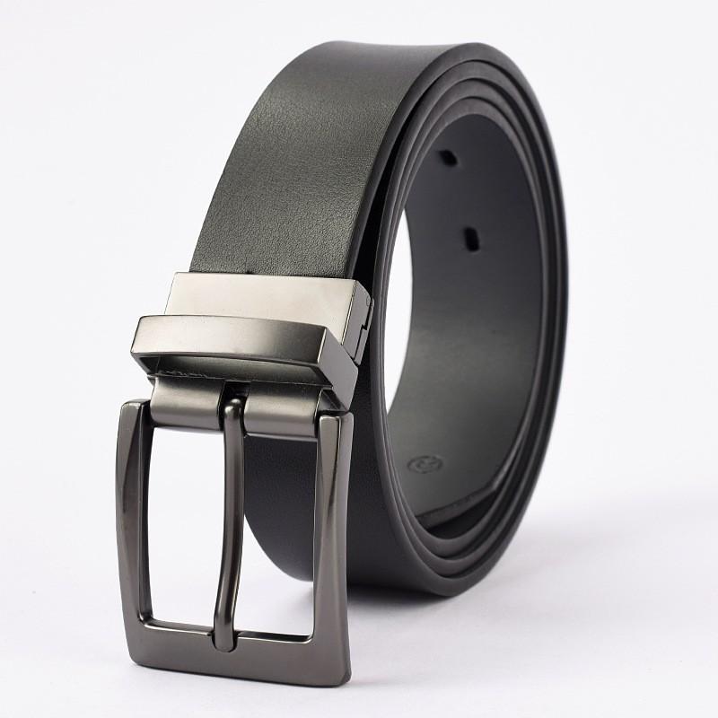 Double-sided Universal Rotating Alloy Pin Buckle Belt for Men's Business Casual Belt Versatile Two-layer Cowhide Belt Waist