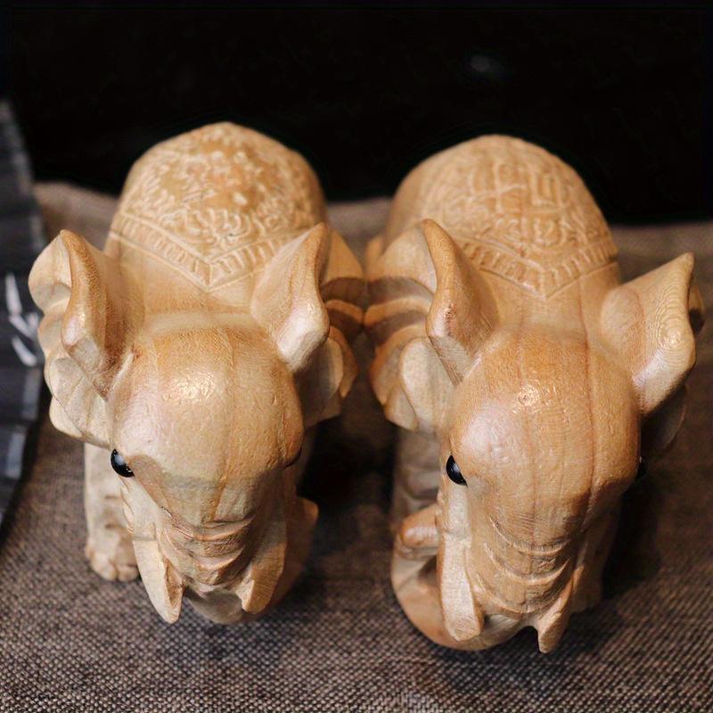 

Elephant Auspicious Elephant Woodcarving Ornaments Handicrafts Decoration Solid Wood Craft Gifts жёлтый