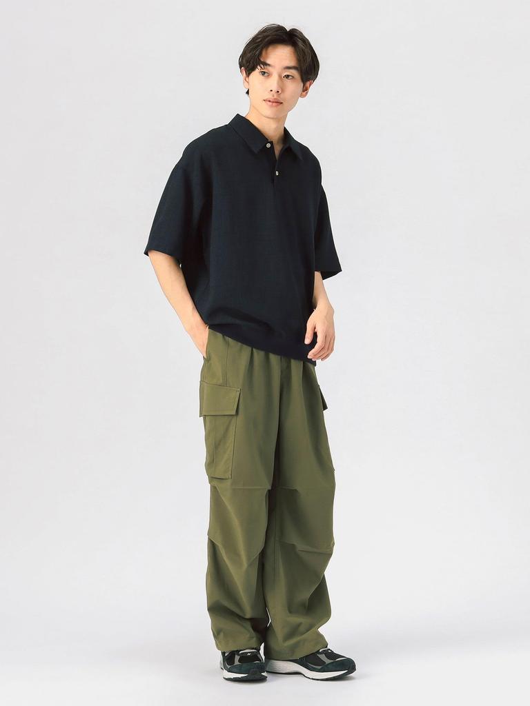 Beams Heart S/S Polo Polymelange Polo Shirt (Moisture-Wicking, Quick-Drying), Men's Navy, Size XL, 42020026639