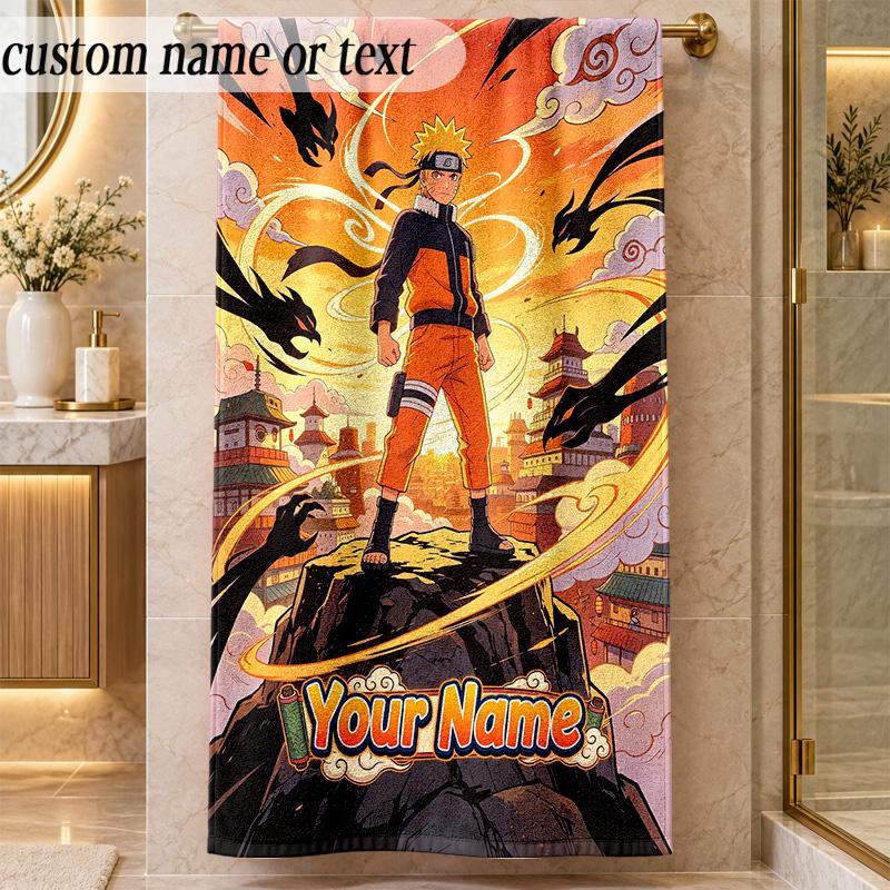 Beach TowelNaruto Custom Name Text Personalized Soft Towel for Beach Pool Indoor Home Decor Gift