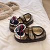 Korean version of cute Mickey plaid cotton shoes for women's 2025 new home warmth and outer wear thick-soled plush cotton shoes