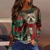 Womens's Fashion Casual Halloween Print V-neck Mid Length Pocket 3/4 Sleeve Top
