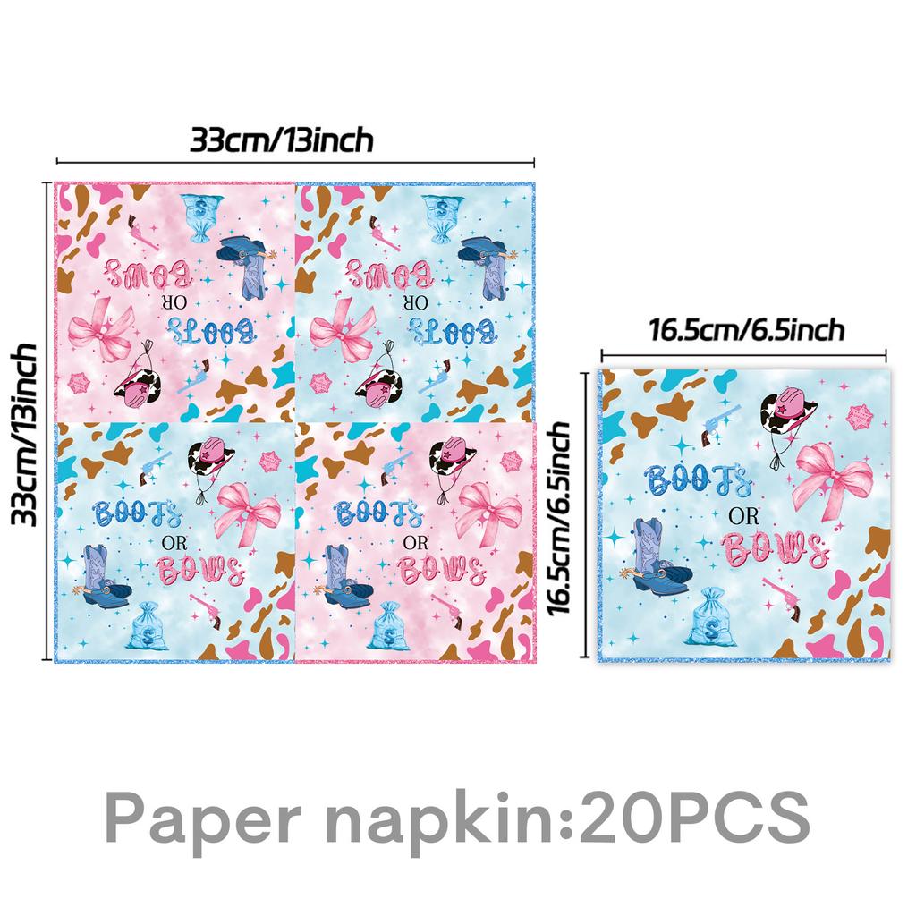 Popular Gender Reveal Theme Party Supplies Denim Style Gender Decoration Arrangement Props Tableware Banner