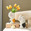 Cute Cat Paw Vase, Cartoon Paw Shaped Resin Flower Arrangement Vase, Desktop Decorative Plant Holder for Living Room, Bedroom, Bookshelf