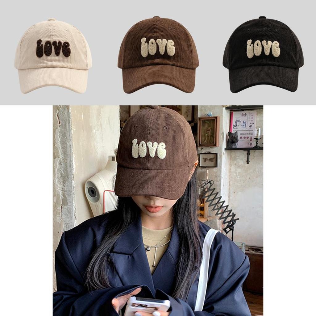 Retro Plush Letter Pattern Women Casual Corduroy Baseball Hat For Autumn