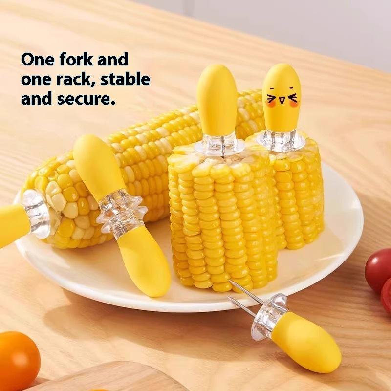 1Pair Corn Grilling Forks Stainless Steel Bbq Skewers For Corn Fruit Picnic Camping Kitchen Tools Corn Cob Holder Bbq Tools
