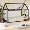 Kids Bed Frame Gray Solid Pine Wood 80 x 160 cm