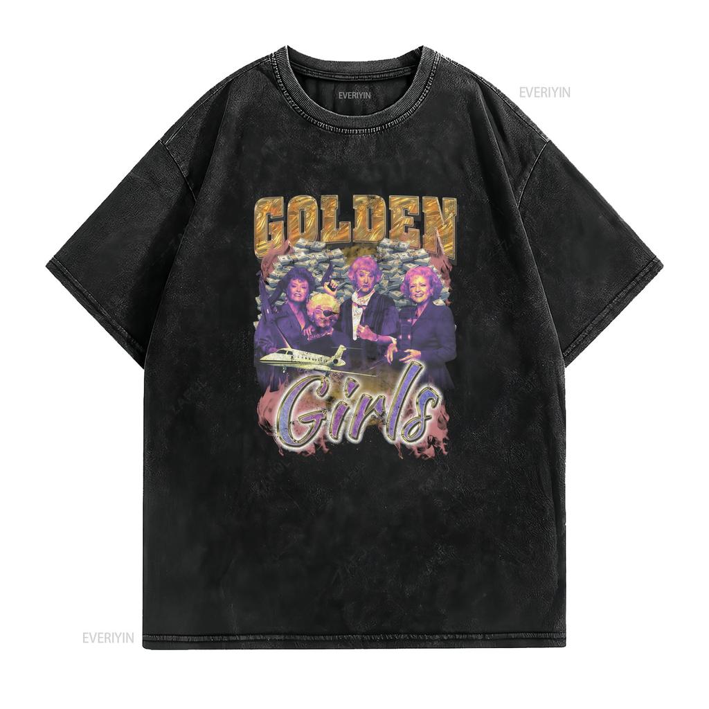 Retro Vintage Funny Gangster Golden Girls Print Casual Streetwear T Shirt vintage Washed fashion Breathable designer clothes