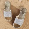 Lucyever Gold Silver Sequins Wedges Slippers for Women 2024 Summer Open Toe Platform Sandals Woman High Heels Slides Ladies 40