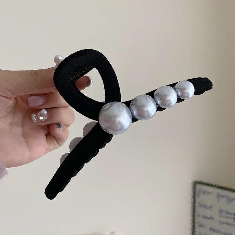 Retro Flocking Star Hair Claw Clip Female Vintage Large Plate Hairpins Barrettes Shark Clip Headdress For Women Hair Accessories