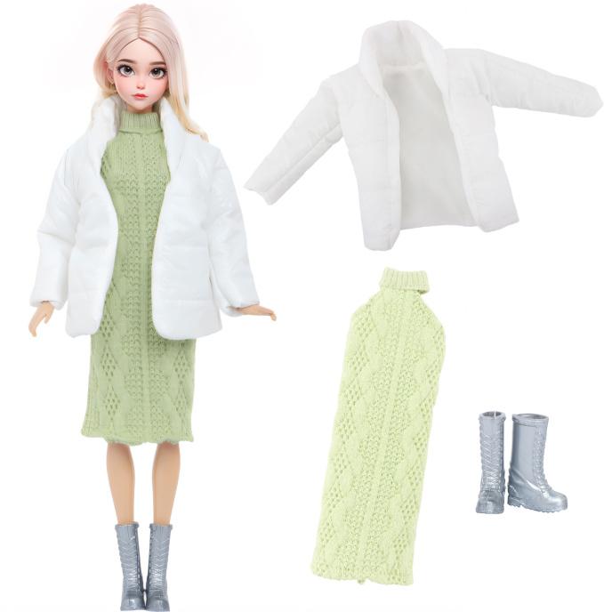 

3 шт./комплект модной кукольной одежды для куклы Барби: пальто, платье, рубашка, брюки, обувь, ботинки, аксессуары для куклы, детская игрушка