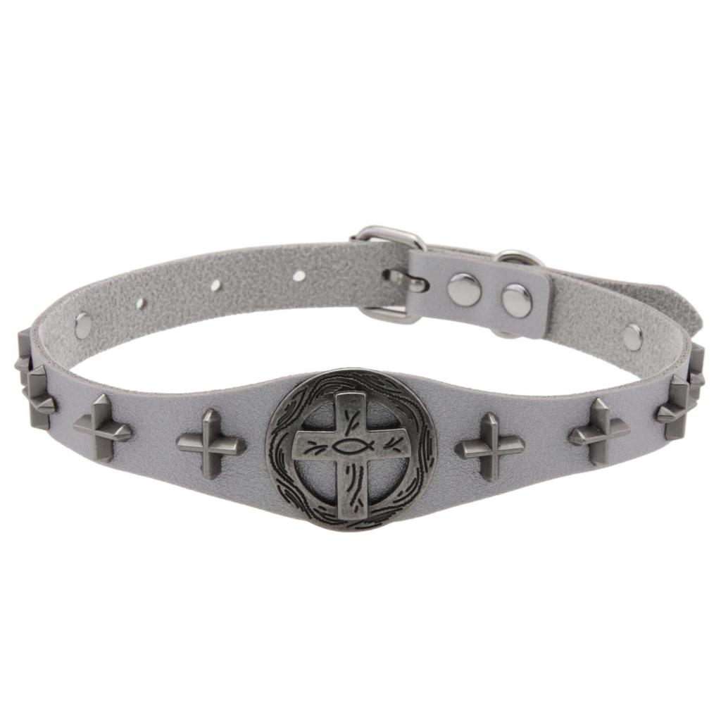 Cross PU Leather Choker, Punk Gothic Cross Hip Hop Rock Clavicle Necklace