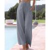 Summer Women's Casual Wide Leg Pants Loose Tie Front Pocket Solid Color Casual Ladies Work Casual Trousers