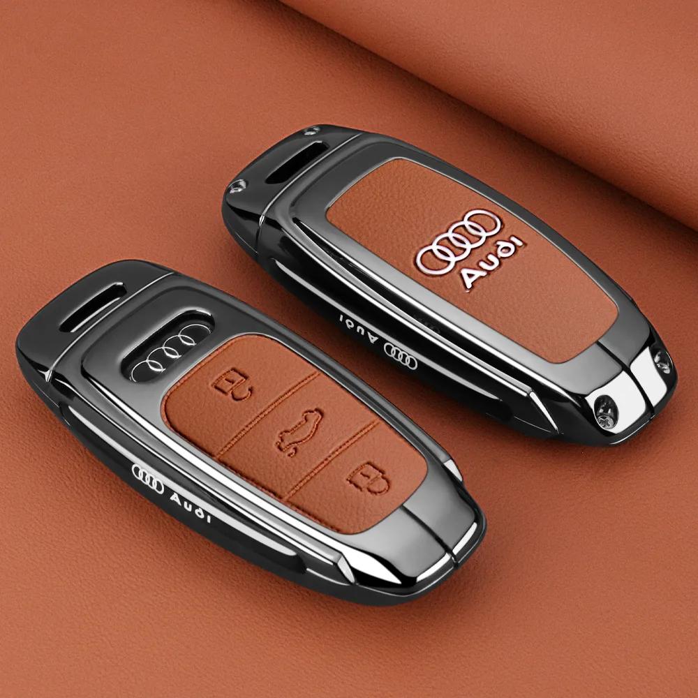 Für Audi 8V Zinklegierung Auto Schlüsselhülle Abdeckung Schale Für Audi A3 A4 B9 A6 C8 A7 S7 4K A8 D5 S8 Q7 Q8 SQ8 E-tron 2018 2020 2021 2022 2023 Schlüsselanhänger black