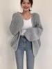 Korean Chic V-Neck Lantern Sleeve Knit Cardigan