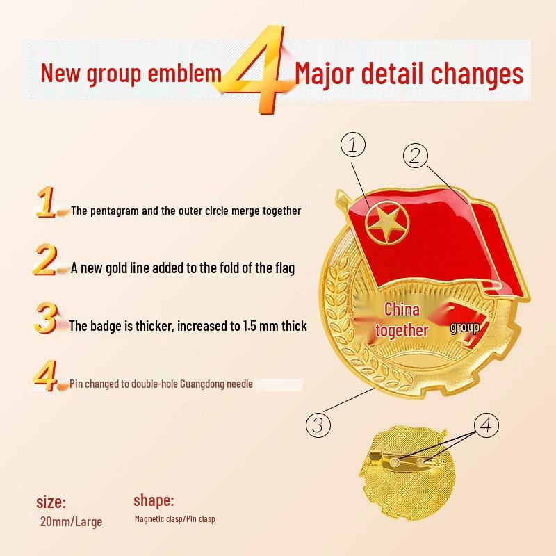 League Emblem Brooch: Strong Magnetic Pin for Student Use, Large Style - China Youth League Member Accessory