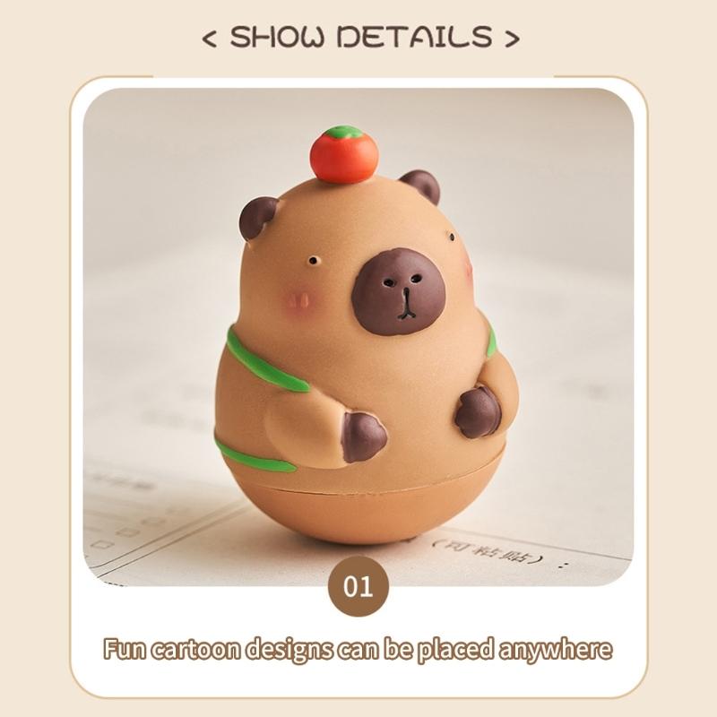 Cute Resin Capybara Ornament Hard Resin Animal Figurine Capybara Toy for Desk or Bookshelves Decoration