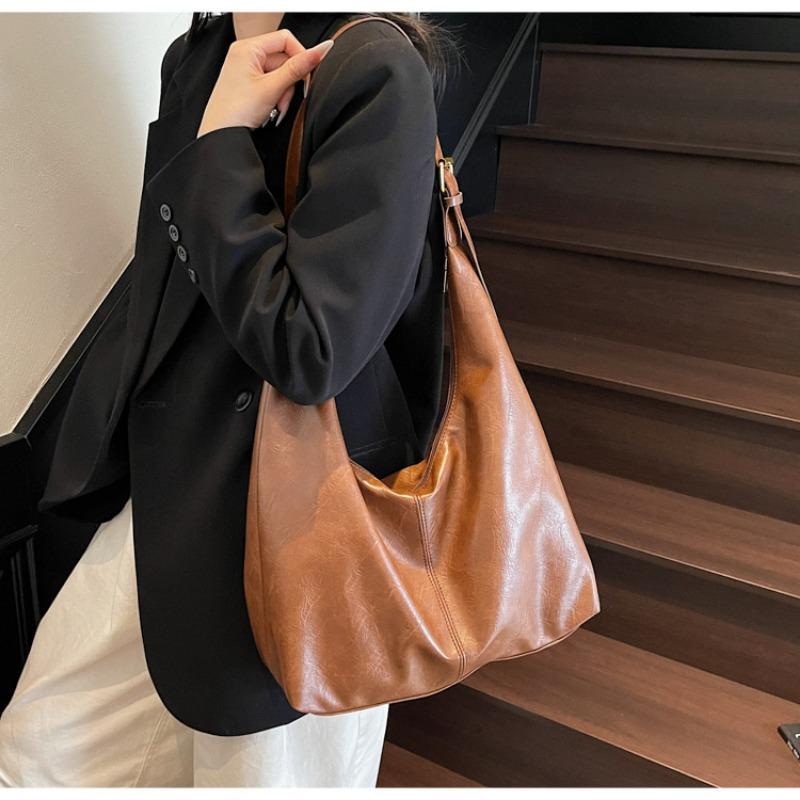 New fashionable large-capacity bag female tote bag pu shoulder bag texture popular retro bucket bag