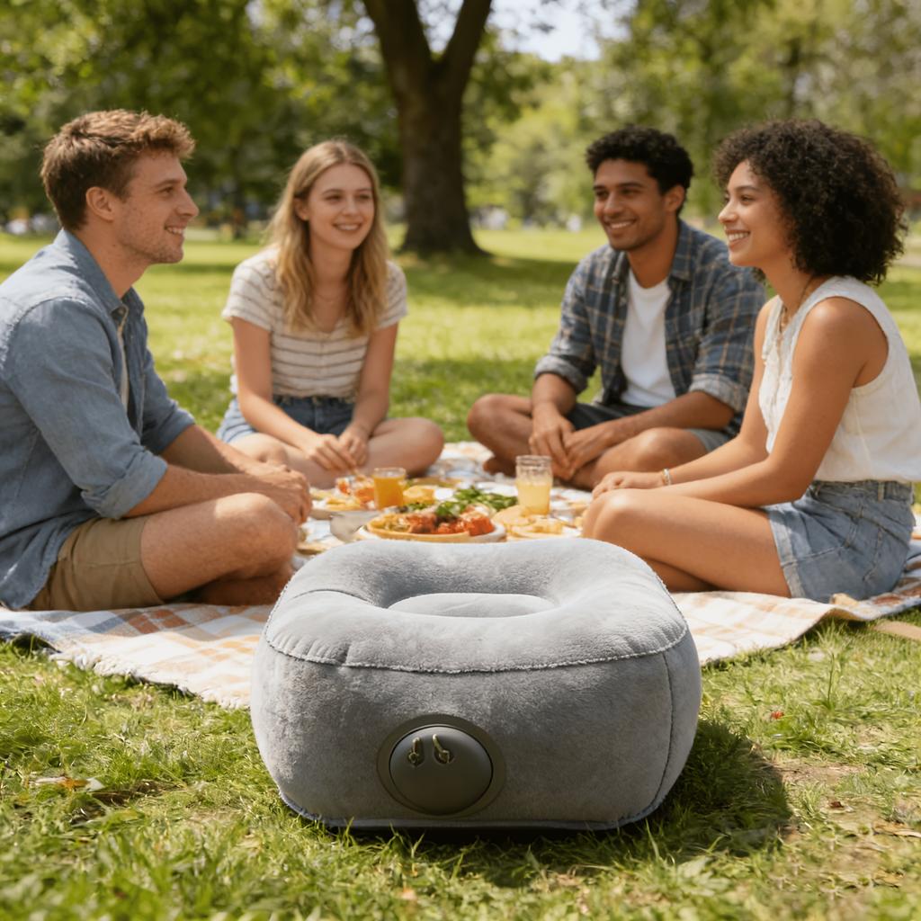 Press-Inflatable Portable Folding Lazy Chair - Camping & Fishing Inflatable Seat, Outdoor Stargazing Recliner, Quick-Inflate & Wear-Resistant