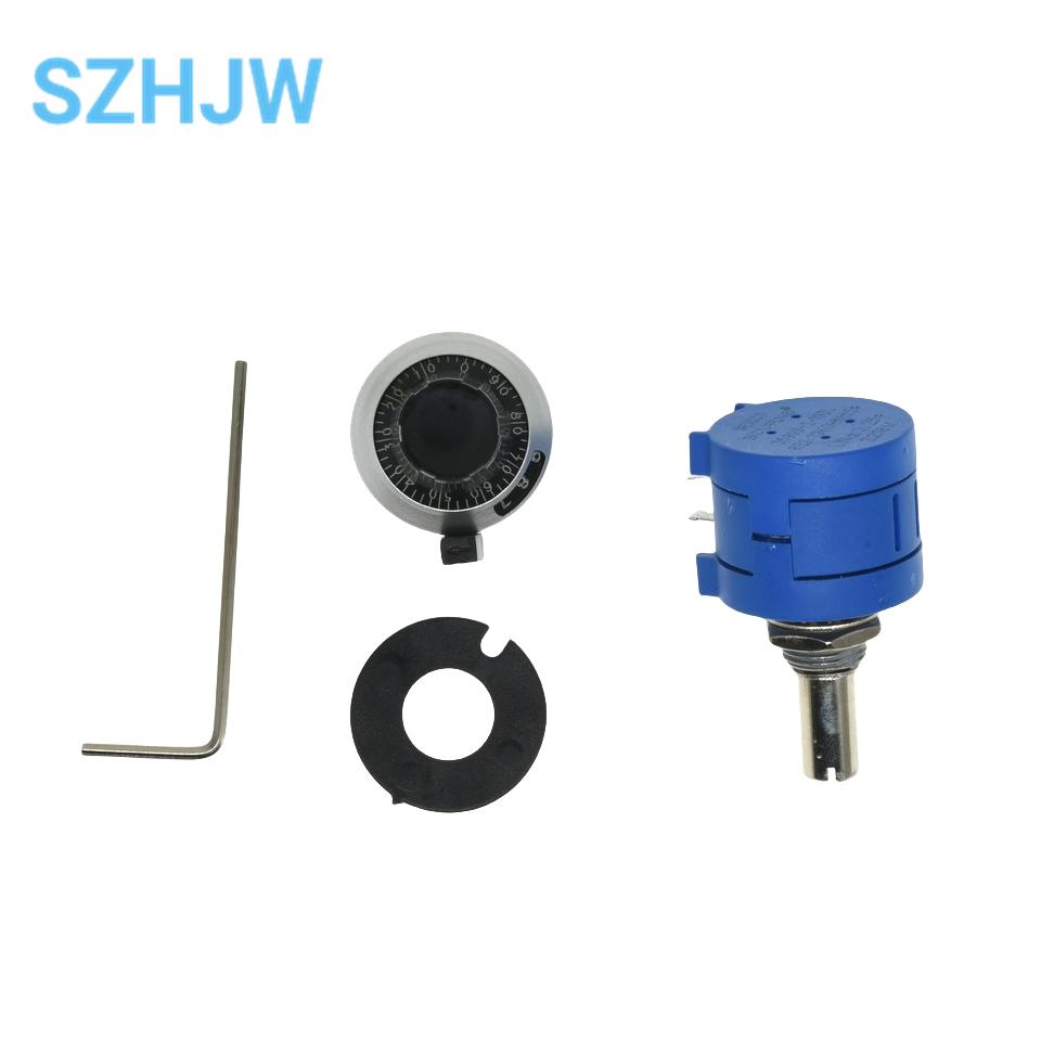 

3590S-2 3590S Series Precision Multiturn Potentiometer 10 Ring Adjustable Resistor+1PCS Turns Counting Dial Rotary 6.35mm Knob 1K Ohm