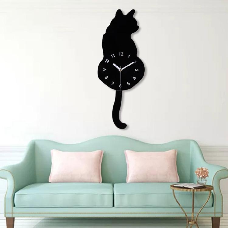 3D Motion for Cat Wall Clock Acrylic Easy to Read for Indoor Hotel Home Cafe Dec