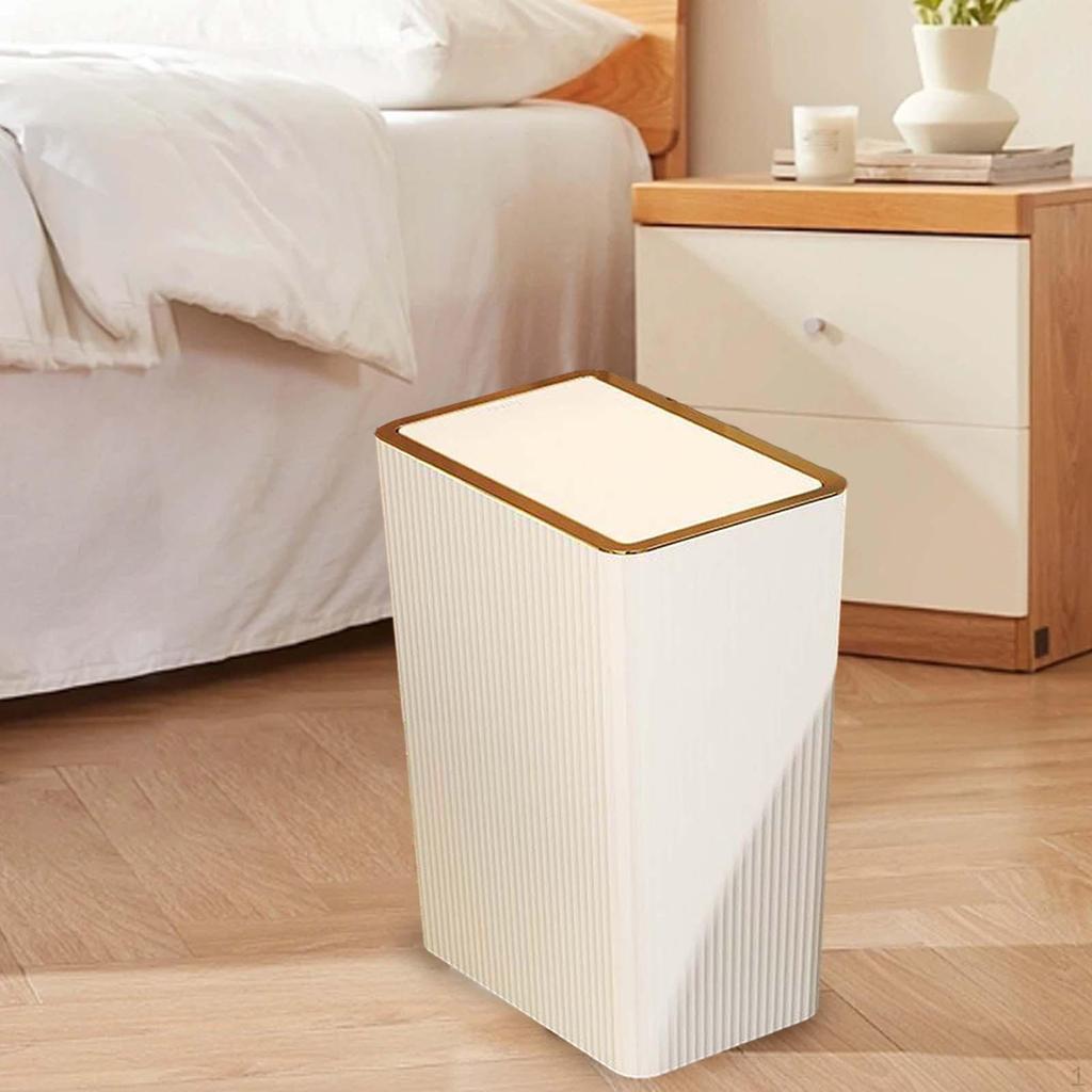 Kitchen Wastebasket with Press Type Lid Narrow Garbage Can, Paper Basket Organizer, Bathroom Trash