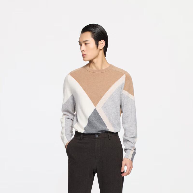 

K-Boxing Men s Color-block Cashmere Wool Blend Sweater L