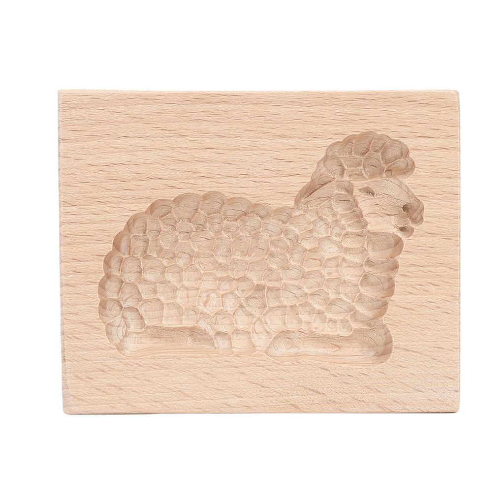 Carved Wooden Gingerbread Cookie Mold Biscuit Chocolate Press Cutter 3D Baking Sheep Stamp Mould