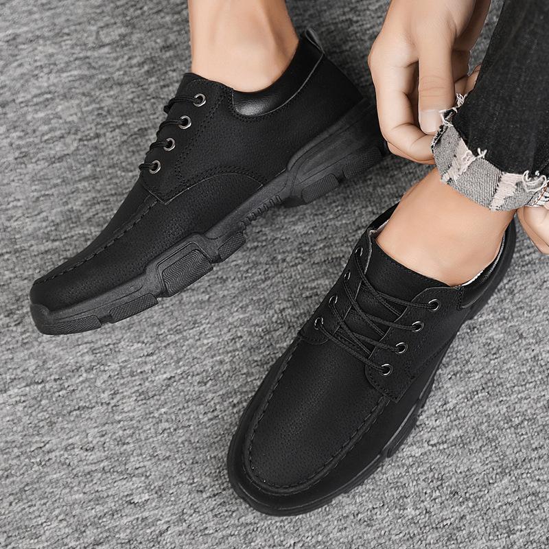 Hot Men Ankle Boot Trendy Men's Casual Shoes Low-top Versatile Man Work Footwear Comfortable Non-slip Men Leather Shoes 2024 New