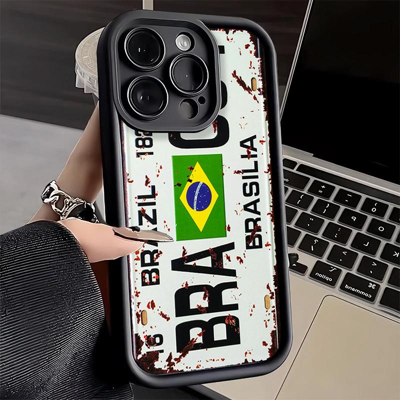 

Phone Case for iPhone 17 Air 16E 15 16 Pro Max Retro Vintage License Plate Cover 14 Plus 13 12 Mini Soft Shell Silicone Fundas iPhone 17