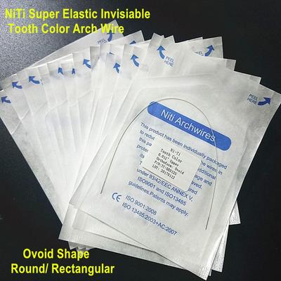 Zahnärztlicher kieferorthopädischer NiTi-Superelastischer, unsichtbarer Bogendraht in Zahnfarbe, rundes, rechteckiges, eiförmiges Material