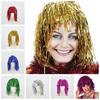 Glitter Halloween Colored Wig Funny Shiny Party Wig Short Foil Tinsel Wigs