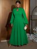 AOMEI Lange Ärmel, plissierte Abendkleider für Damen, O-Ausschnitt, Ausschnitt auf der Brust, elegante Roben in A-Linie, edle, formelle Abendkleider für Feiern und andere Anlässe