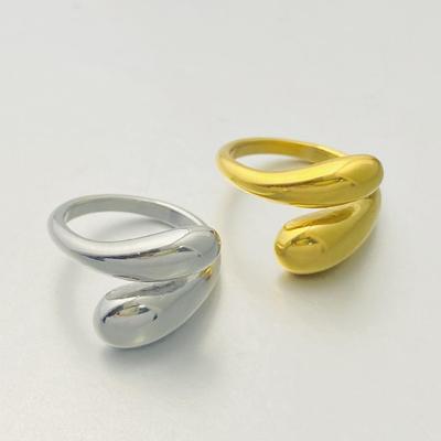 Anello Regolabile in Acciaio Inossidabile a Goccia d'Acqua Irregolare - Stile Freddo Europeo & Americano