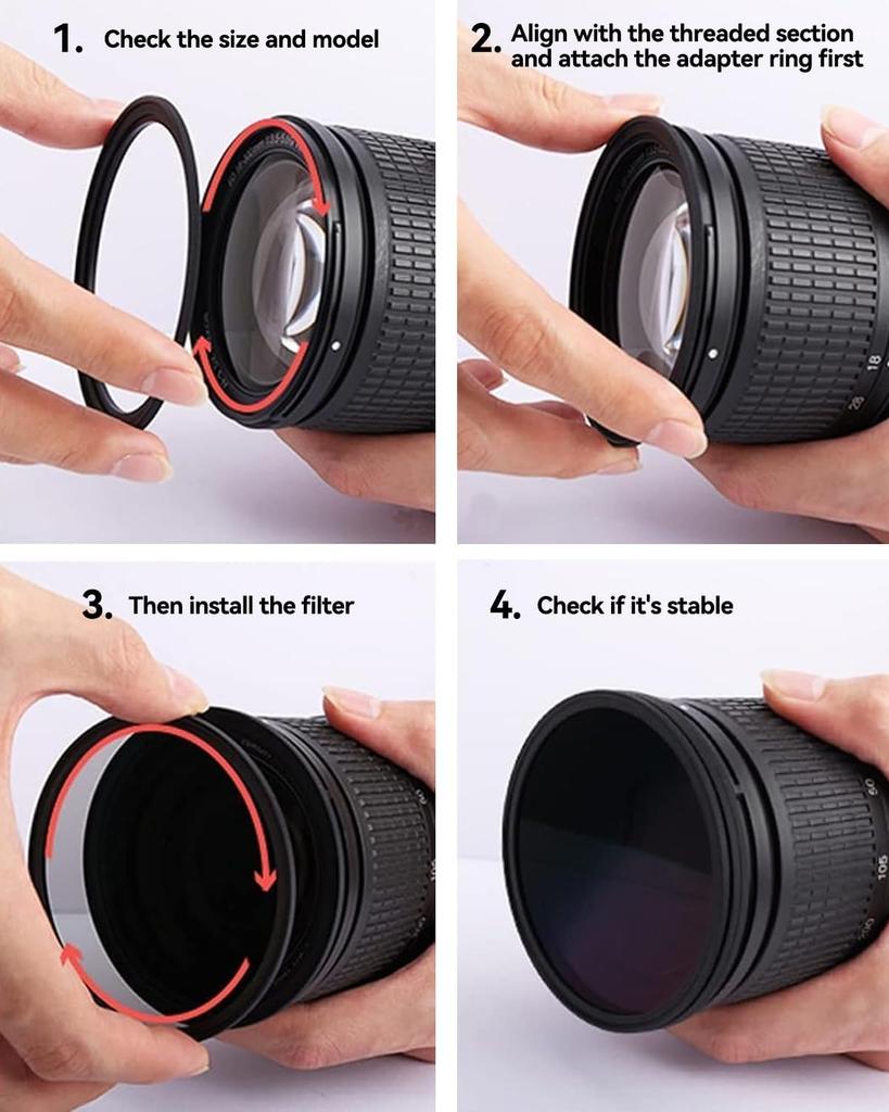52 to 67mm metal adapter ring SLR camera accessories UV filter adapter ring black