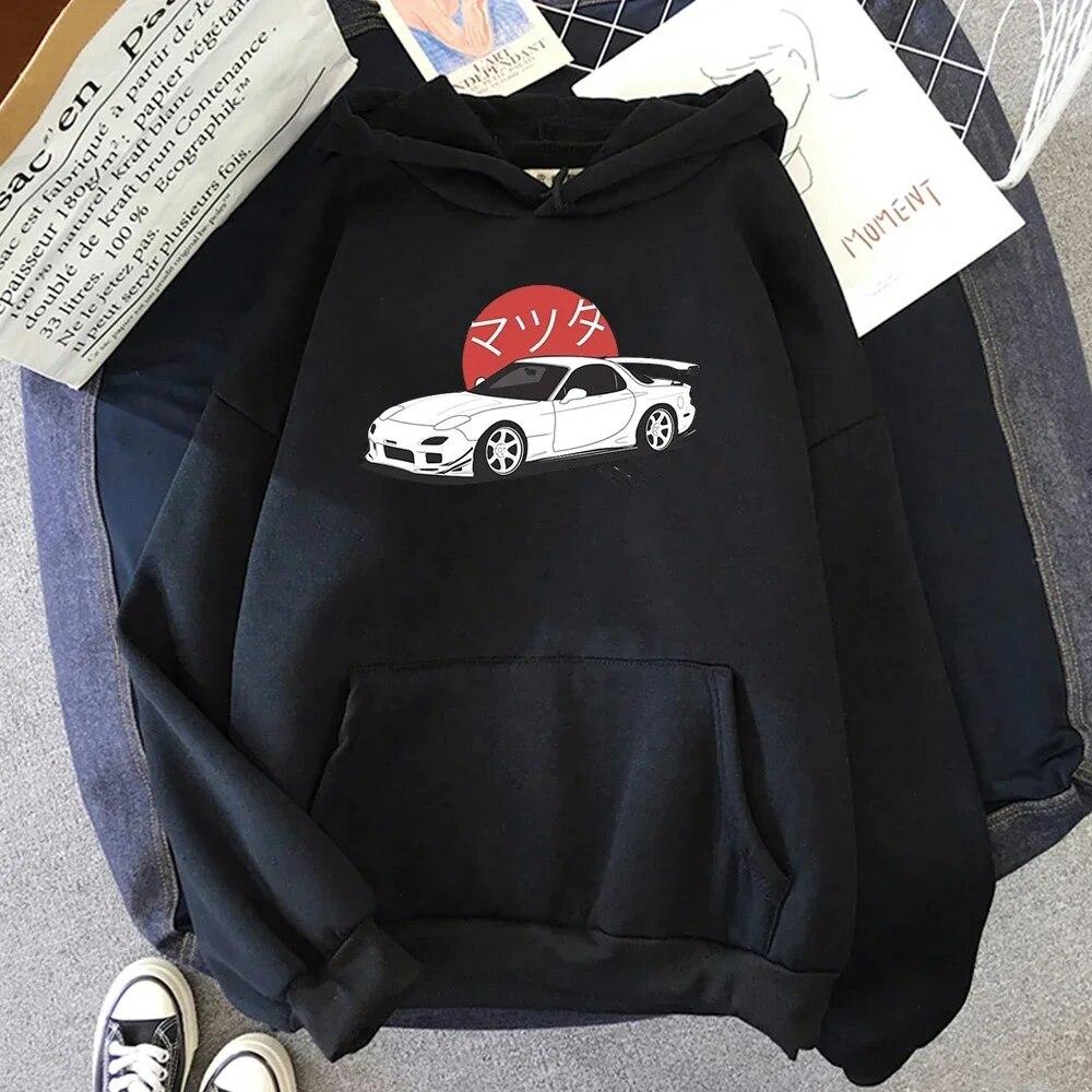 Mazda RX7 Anime Initial D Hoodies Printed Hoodies  Women Fashion Tops Hoodie Streetwear Sweatshirts JDM Automobile Culture