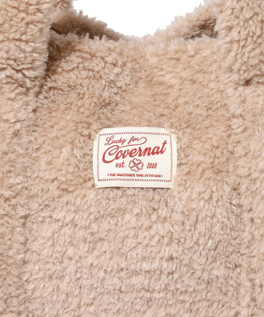 Covernat Woman Clover Heart Fluffy Medium Tote Bag Beige