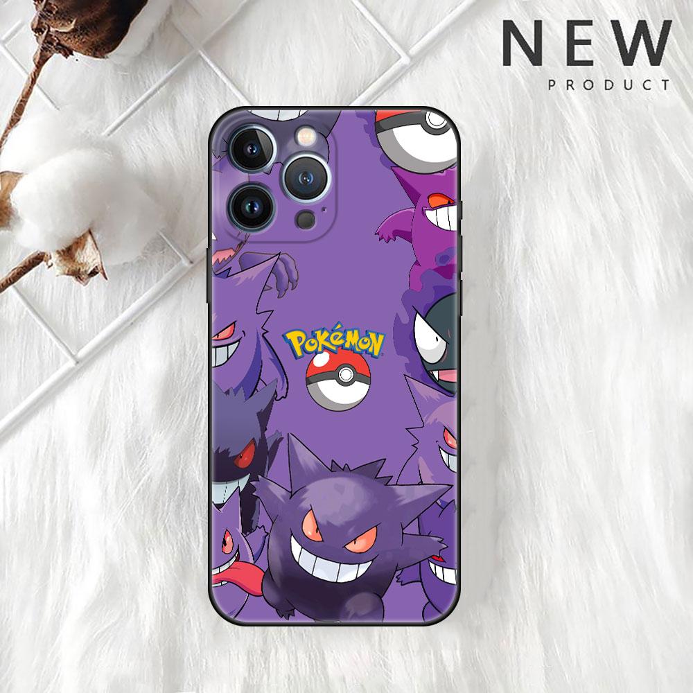 כיסוי לאפל אייפון 11 13 14 12 פרו 7 פלוס XR X XS מקס 6 6S 13 פרו מקס סיליקון שחור פונדה לטלפון פיקה פוקימון חמוד