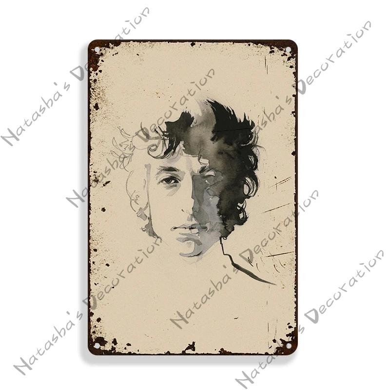 Folk Music Poster Bob Dylan Decorative Sign Rusty Metal Sign Home Bar Cafe Wall Decor Metal Plaque Wall Plate Industrial Decor