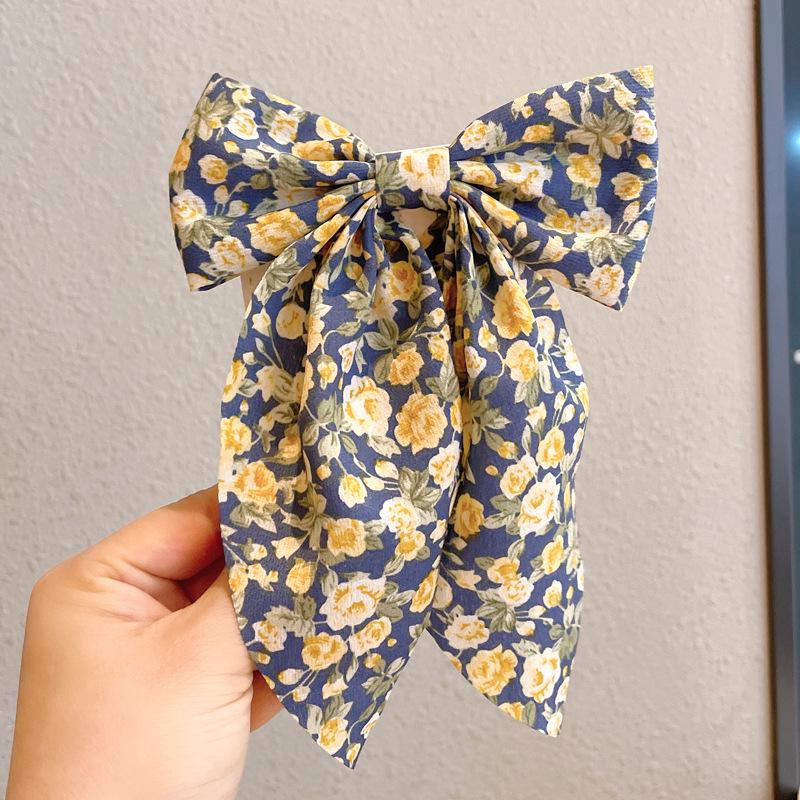 Retro French Pastoral Floral Bow Hairpin for Women