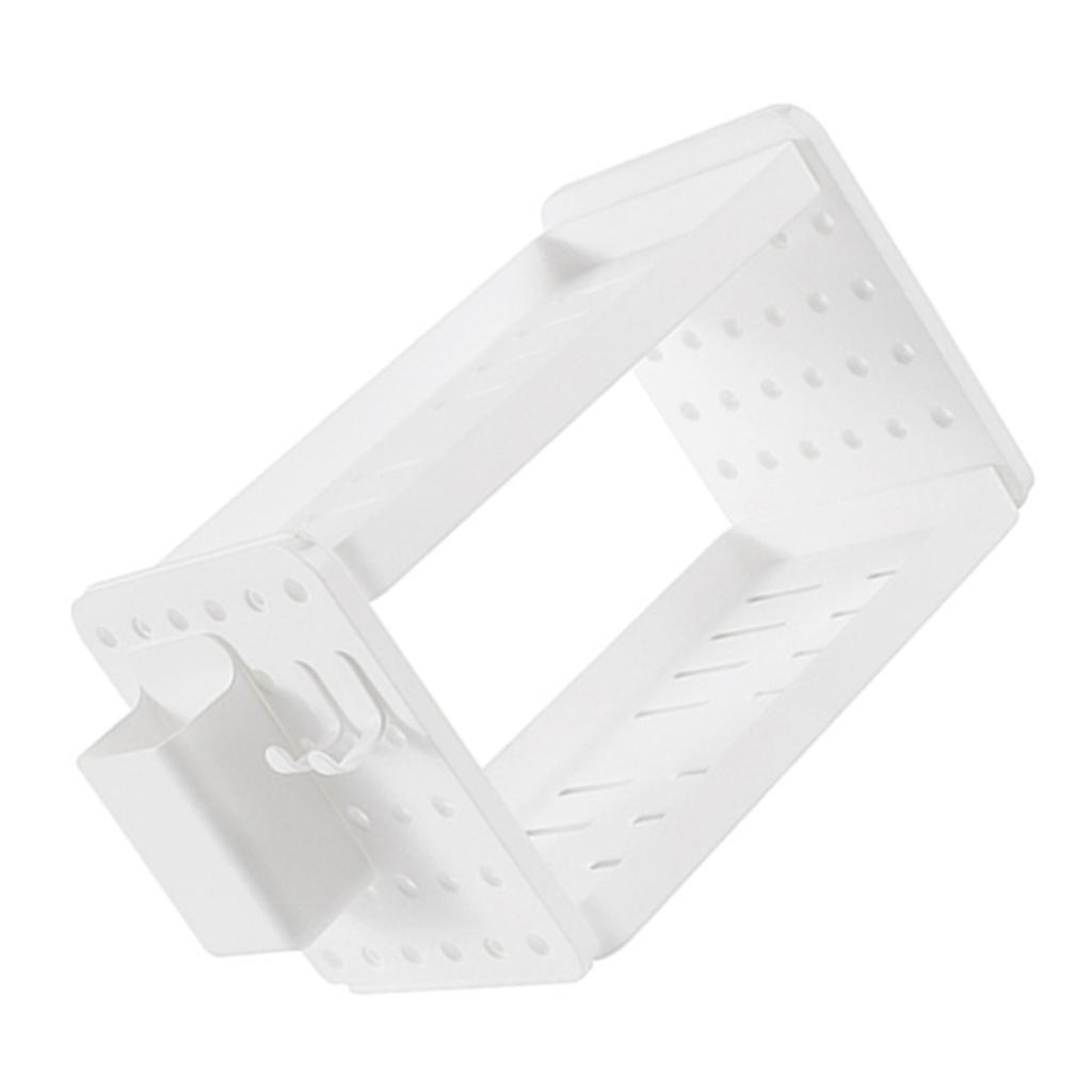 Double Layer Desktop Storage Rack Plastic Makeup Shelf Foldable Office Stationery Organizer