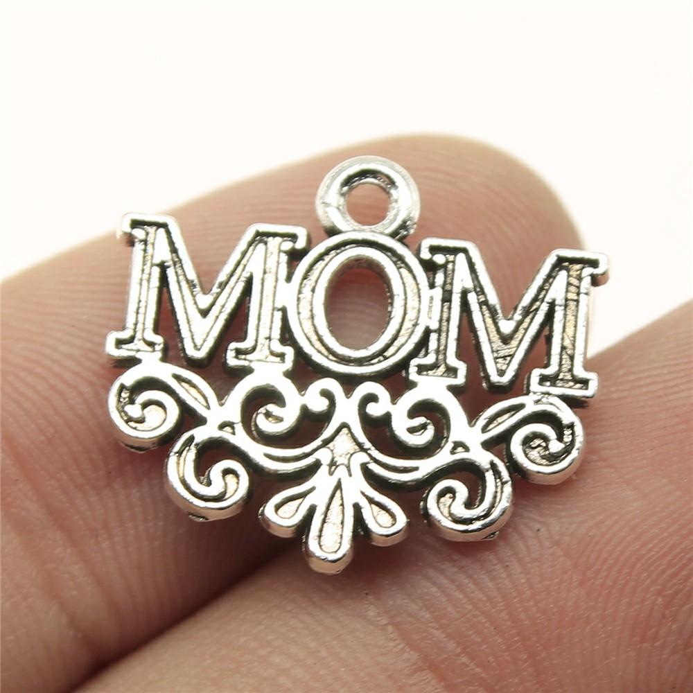 20pcs Mom Series Charms For DIY Jewelry Making Lovely Family Heart Love Mom Charms For Mother's Day Gift