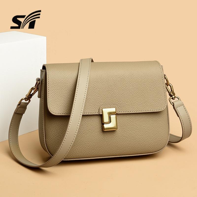 New first-layer cowhide tofu bag women's fashion underarm bag retro shoulder crossbody small square bag genuine leather women's bag