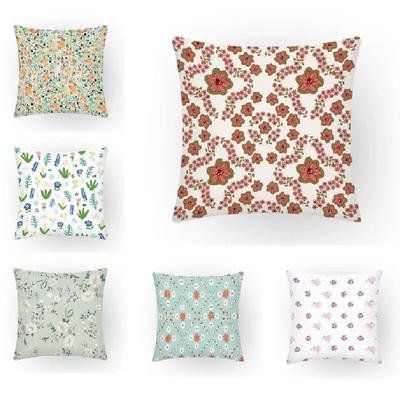 Juste De Coussin De Voiture De Canapé De Bureau, Décoration D'intérieur De Luxe, Taie D'oreiller, Motif De Fleurs De Feuilles De Plantes