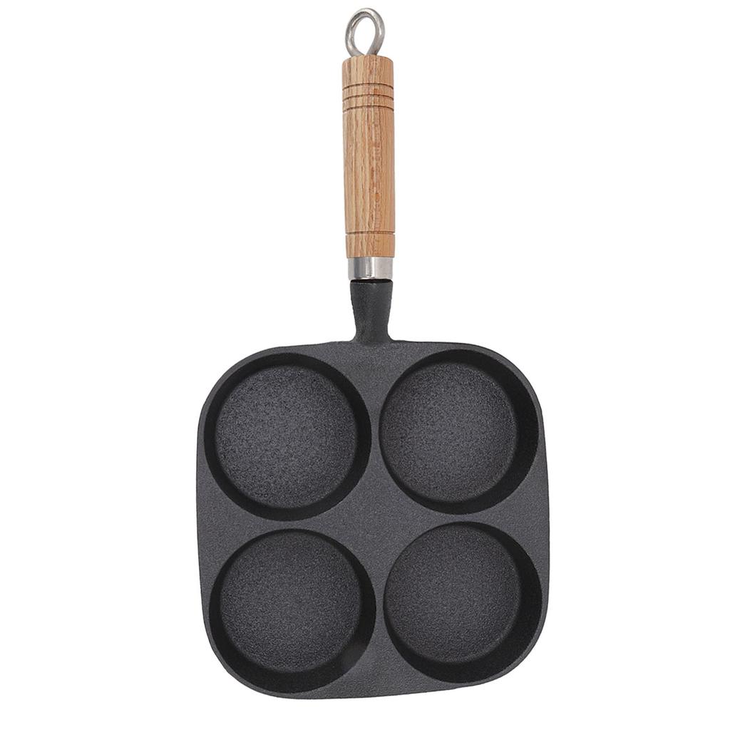 Egg Pan 4 Cup Egg Frying Pan with Wooden Handle for Breakfast Pancakes Omelettes