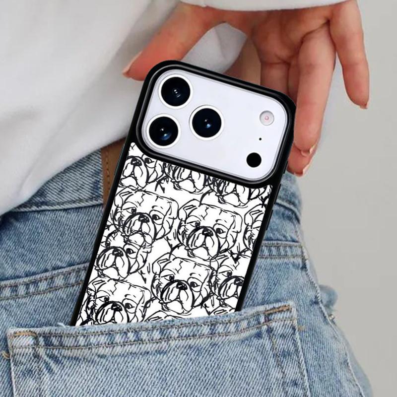 

English Bulldog Pug Phone Case for iPhone 16e 15 14 13 12 17 Pro Max Plus Air 17pro Cover Coque iPhone 15