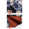 Men Fleece Lined Thick Warm Stand Collar Long Sleeve Plaid Casual Business Shirt