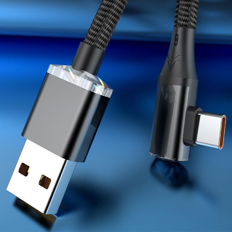90 Degree Elbow Type-C Cable Pd 120W Fast Charging Type C Cable For Iphone 15 Pro Max Samsung Xiaomi Huawei Charger Data Cord